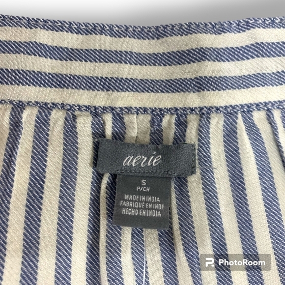 NWT AERIE lightweight LS Striped Ruffle Neck Pullover Tunic sz Small - Picture 6 of 9